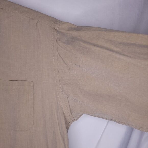 Coach Dress Shirt Mens Large Tan 80s Two Ply Cotton - Picture 4 of 12